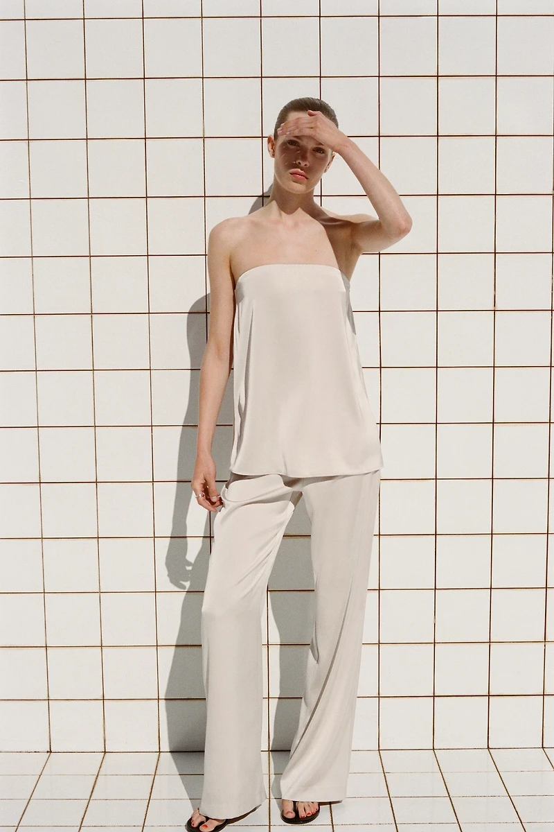 PANTALON SATINÉ TAILLE HAUTE