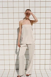 PANTALON SATINÉ TAILLE HAUTE