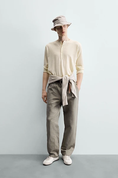 WOOL-COTTON HENLEY JUMPER