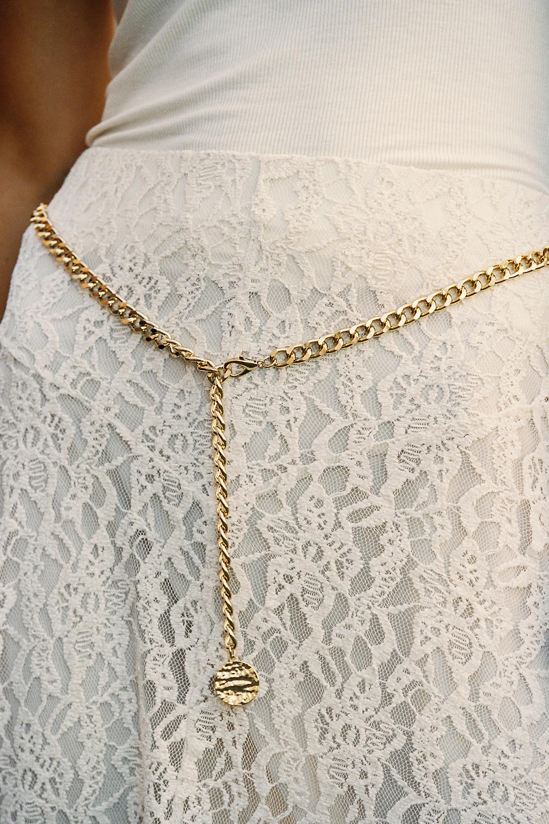 JUPE MI-LONGUE CEINTURE CHAÎNE