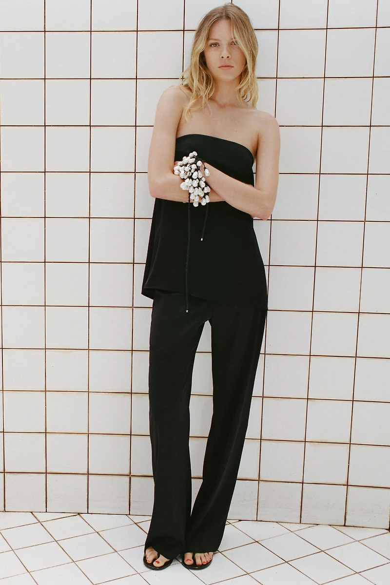 HIGH-WAISTED SATIN PANTS