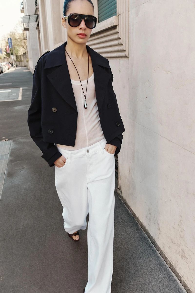 SHORT DOUBLE-BREASTED TRENCH COAT