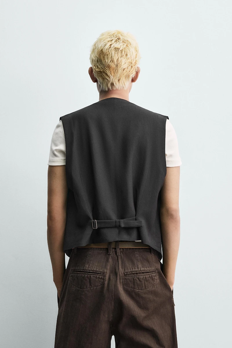 VISCOSE-LINEN SUIT VEST