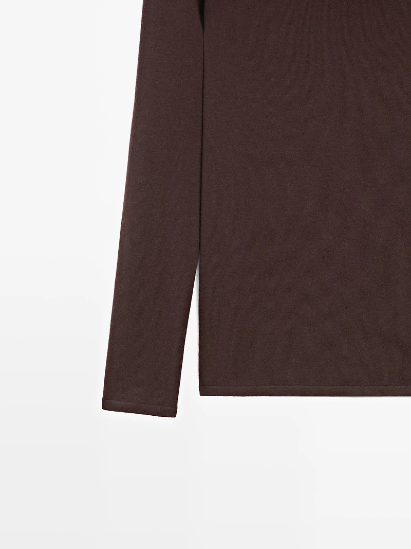 Knit wool blend off-the-shoulder sweater