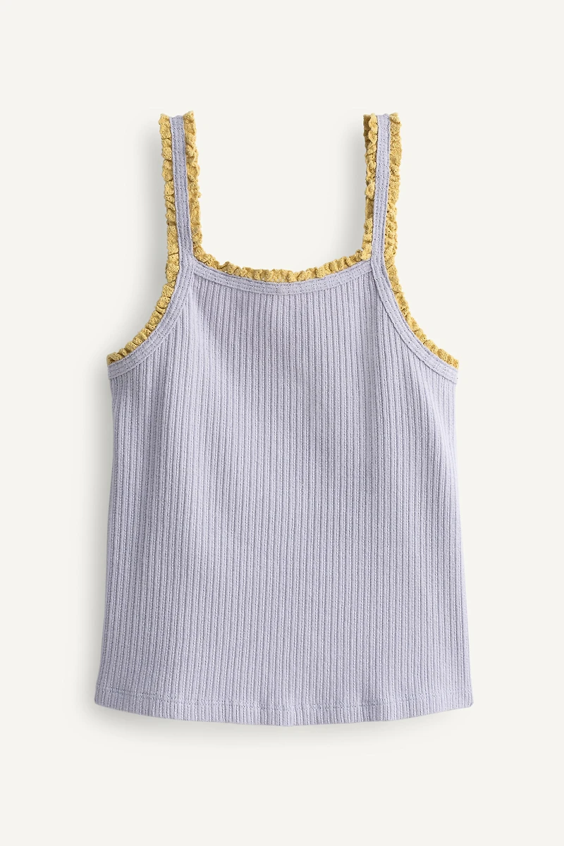 LIMITED EDITION CONTRAST LACE RIB STRAP TOP