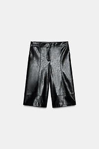 FAUX LEATHER LONG SHORTS