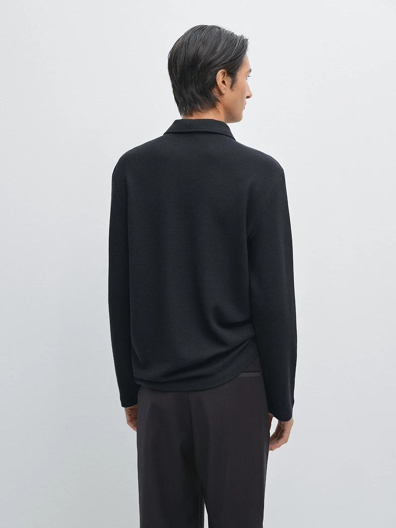 Polo manches longues texturé
