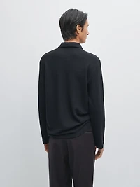 Polo manches longues texturé