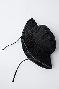DENIM ANIMAL PRINT BUCKET HAT