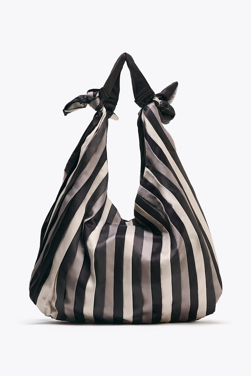 KNOTTED SATIN EFFECT MAXI BUCKET BAG