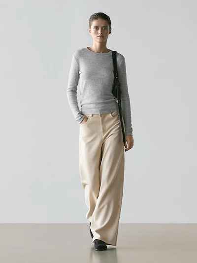 Low-rise wide-leg trousers