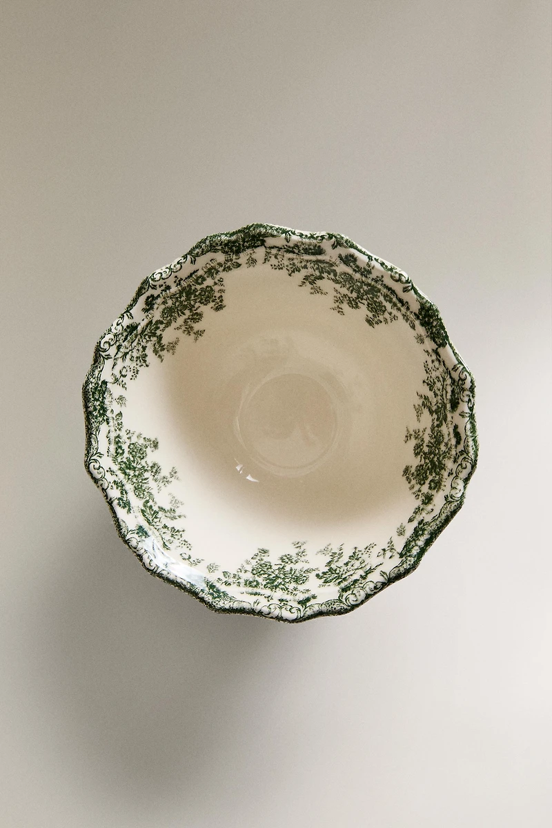 FLORAL EARTHENWARE SNACK BOWL