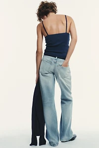 TRF MID-RISE RIPPED WIDE LEG JEANS