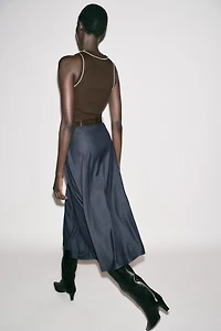 BELTED COMBINATION MIDI DRESS