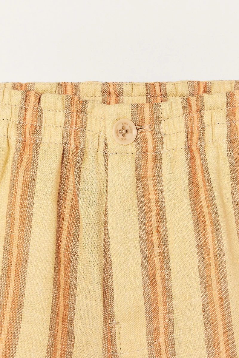 STRIPED 100% LINEN SHORTS LIMITED EDITION