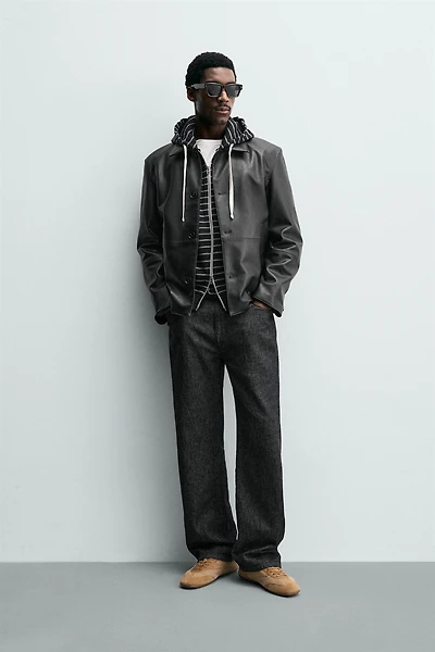 FAUX LEATHER REGULAR FIT OVERSHIRT