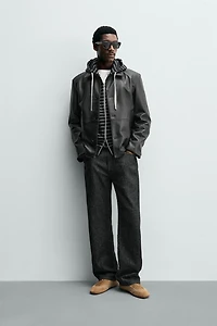 FAUX LEATHER REGULAR FIT OVERSHIRT