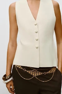 COVERED BUTTON KNIT VEST