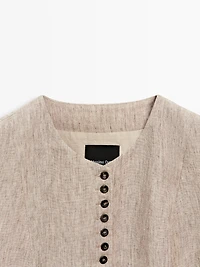 Linen melange waistcoat with buttons
