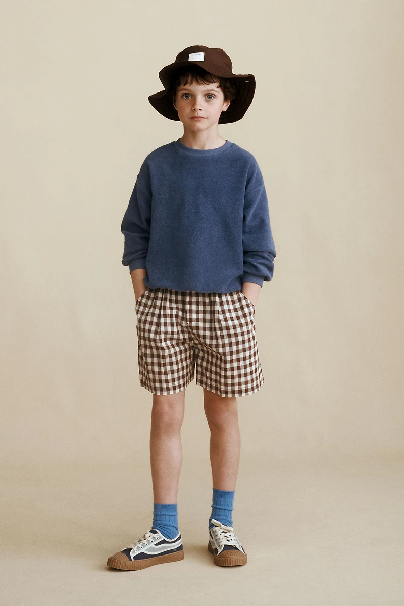 COTTON LINEN GINGHAM SHORTS CREATED BY CARAMEL LONDON X ZARA