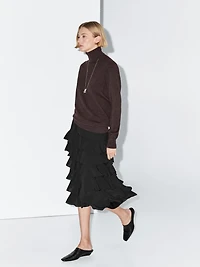 Ruffled midi skirt