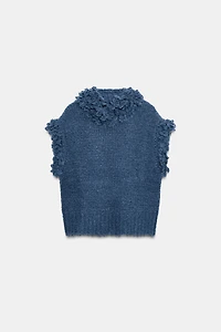 FRINGED KNIT JUMPER VEST