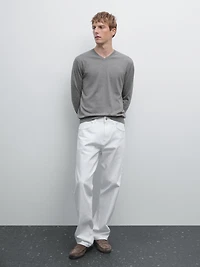 V-neck knit sweater