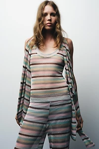 METALLIC THREAD STRIPED TOP