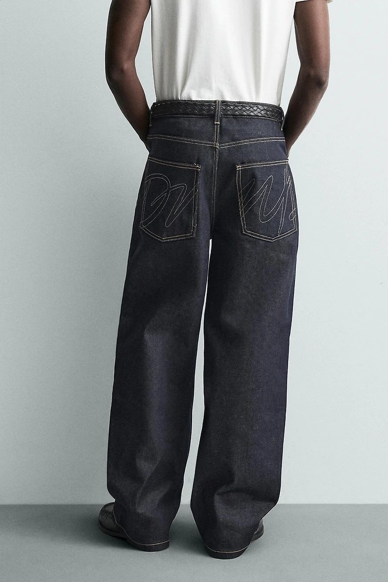 BAGGY FIT JEANS WITH TOPSTITCHING