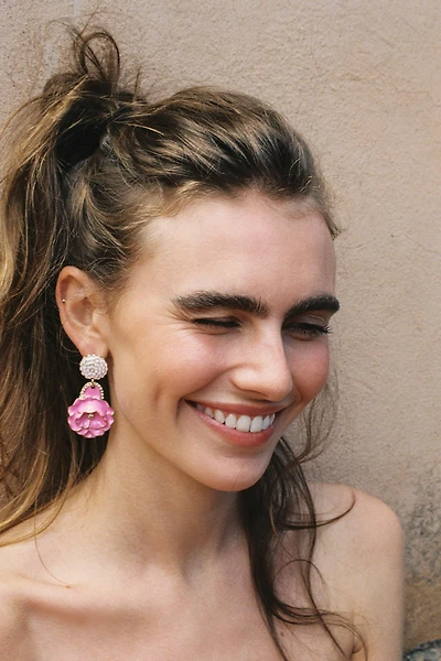 ENAMELED FLOWER EARRINGS
