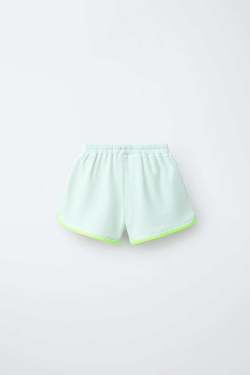 NEON CONTRAST WAFFLE SHORTS