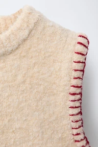 GILET EN TRICOT CŒURS