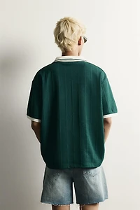 RELAXED FIT TEXTURED EMBROIDERED POLO