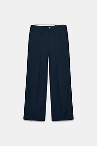 STRIPED PANTS WITH BUTTON HEM ZW COLLECTION