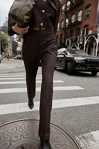 CONTRAST STITCH SEAM FLARE PANTS