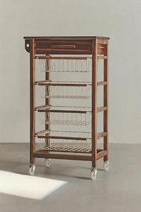 WOOD AND METAL STORAGE UNIT WITH WHEELS