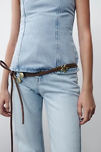 CEINTURE LACET EN CUIR FLEURS