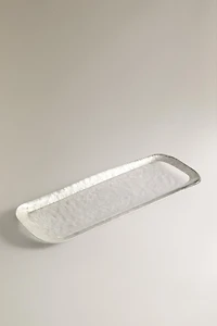 GLASS SERVING DISH WITH A GOLDEN RIM