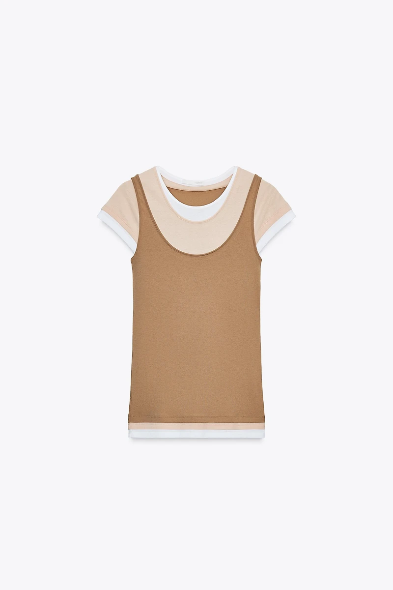 T-SHIRT SUPERPOSITION CONTRASTE