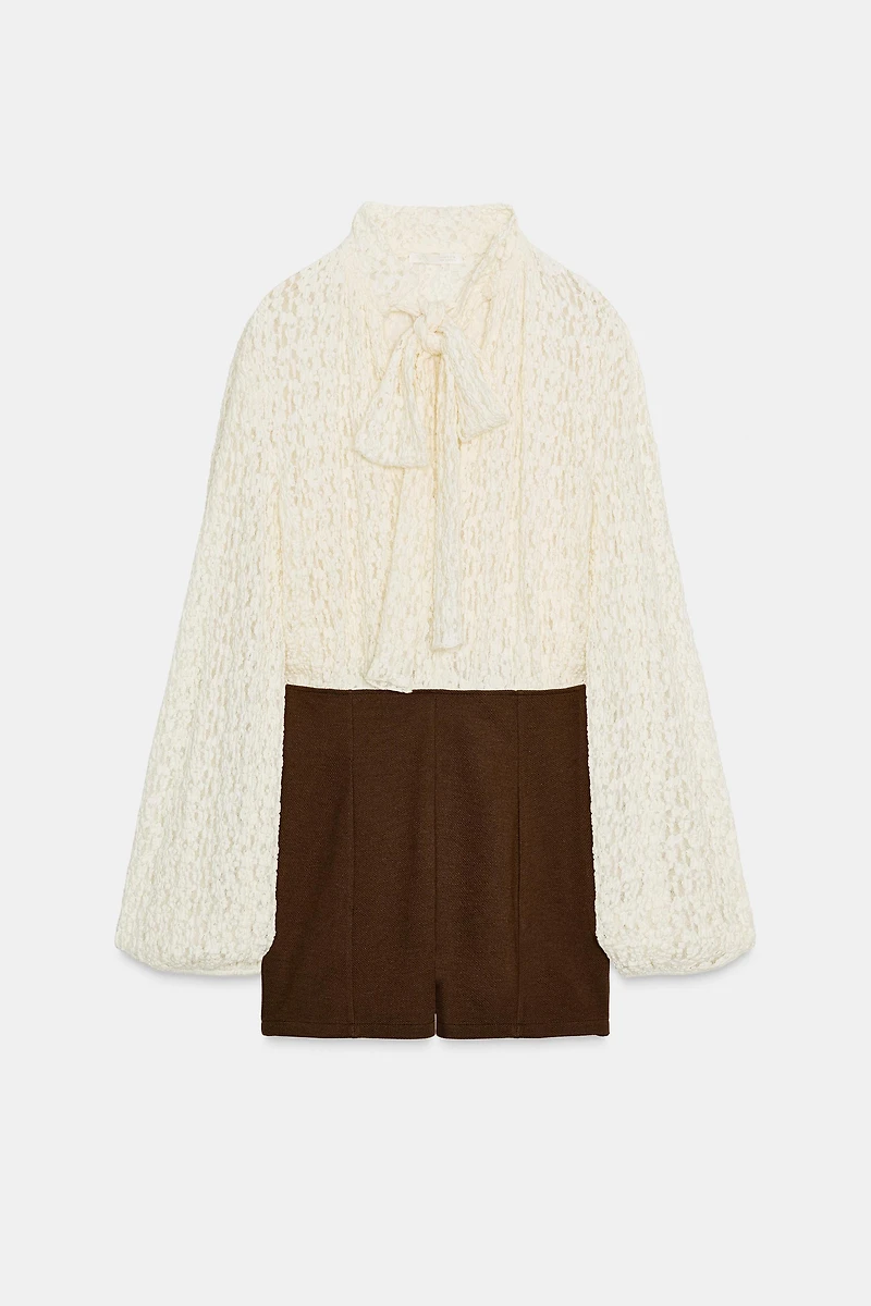 TIED COMBINATION SHORT JUMPSUIT