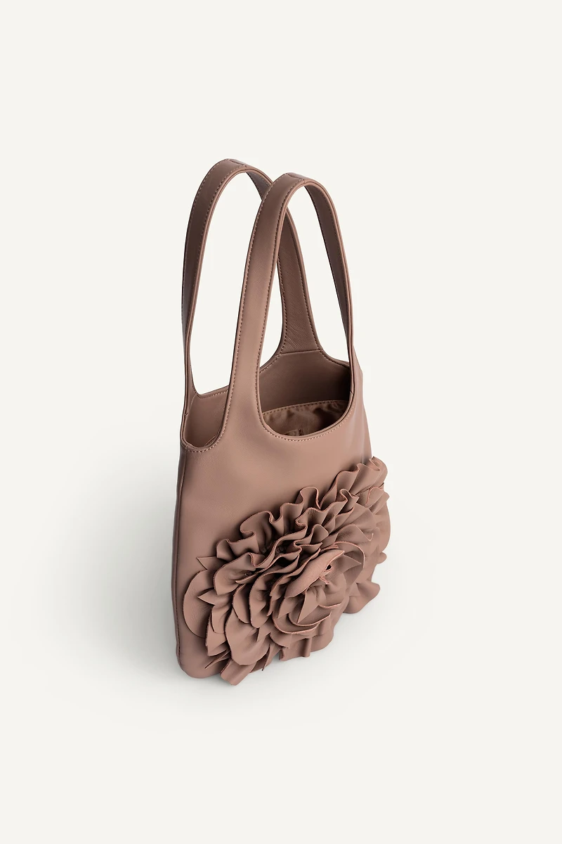 LEATHER MINI SHOPPER WITH FLOWER LIMITED EDITION