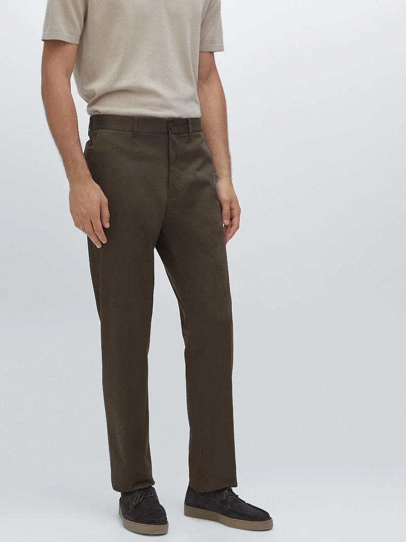 Cotton blend tapered fit trousers