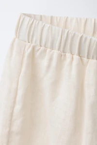 100% LINEN CULOTTE PANTS WITH LACE TRIM