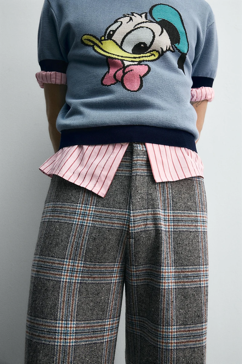 WIDE-LEG CHECK TROUSERS HARRY LAMBERT FOR ZARA X DISNEY