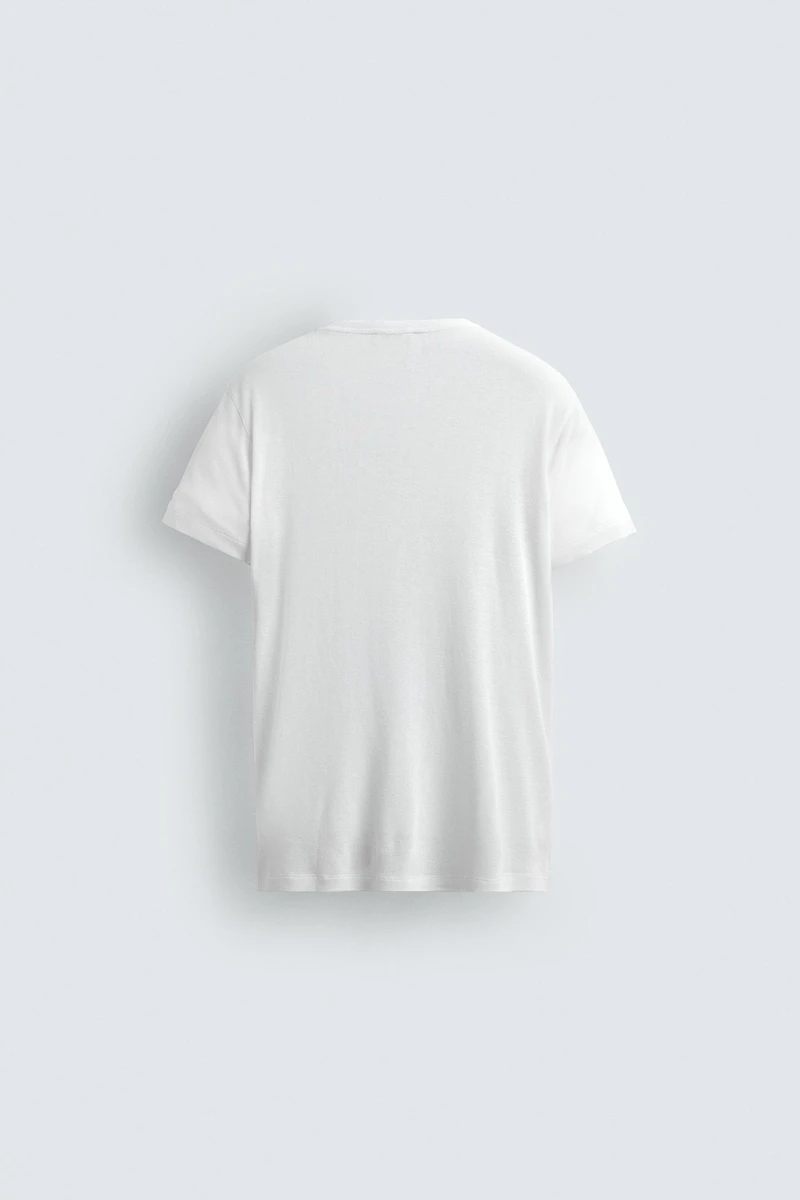 VISCOSE TEXTURED V-NECK T-SHIRT