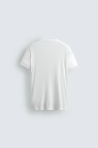VISCOSE TEXTURED V-NECK T-SHIRT