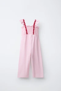 LONG TEXTURED FLORAL JUMPSUIT