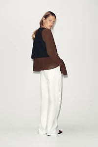 EMBROIDERED BEADED FAUX SUEDE VEST