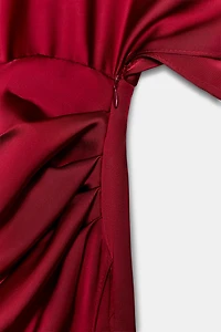 SATIN EFFECT CAPE MIDI DRESS