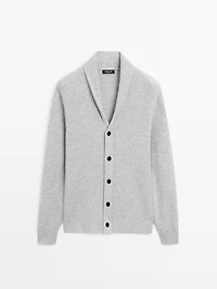 Knit wool blend cardigan with collar